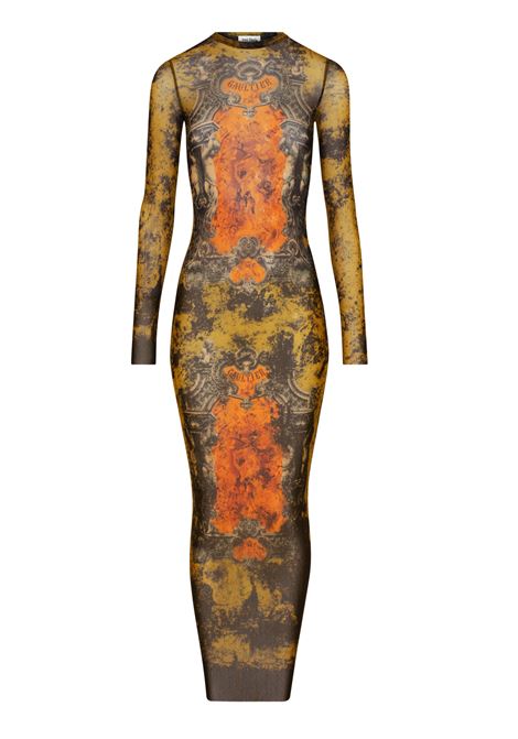 abito lungo mesh printed médaillon donna multicolor JEAN PAUL GAULTIER | 25/03-W-DR023-M006P004115